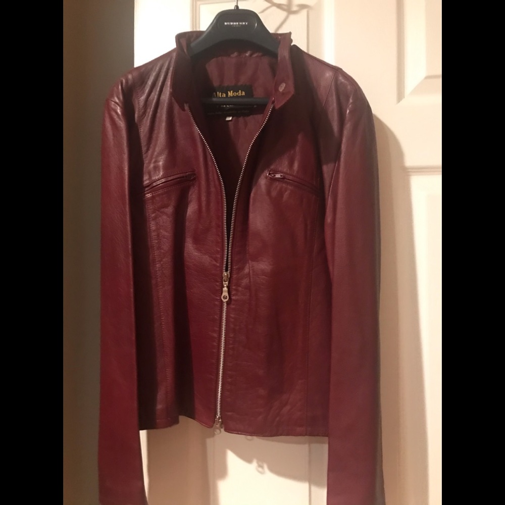 burgundy leather jacket